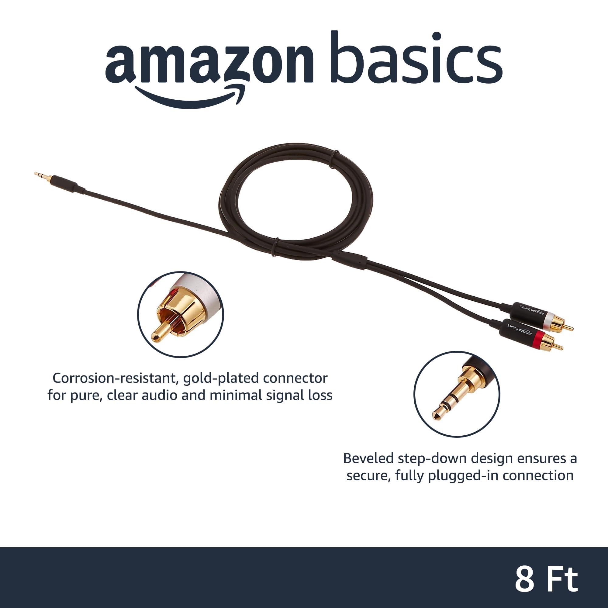 Amazon.com: Amazon Basics 3.5 Aux to 2 x RCA Adapters, Audio Cable